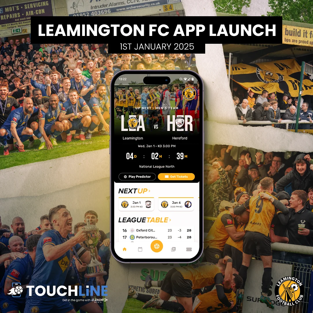 Launch-Grafik der Leamington FC App