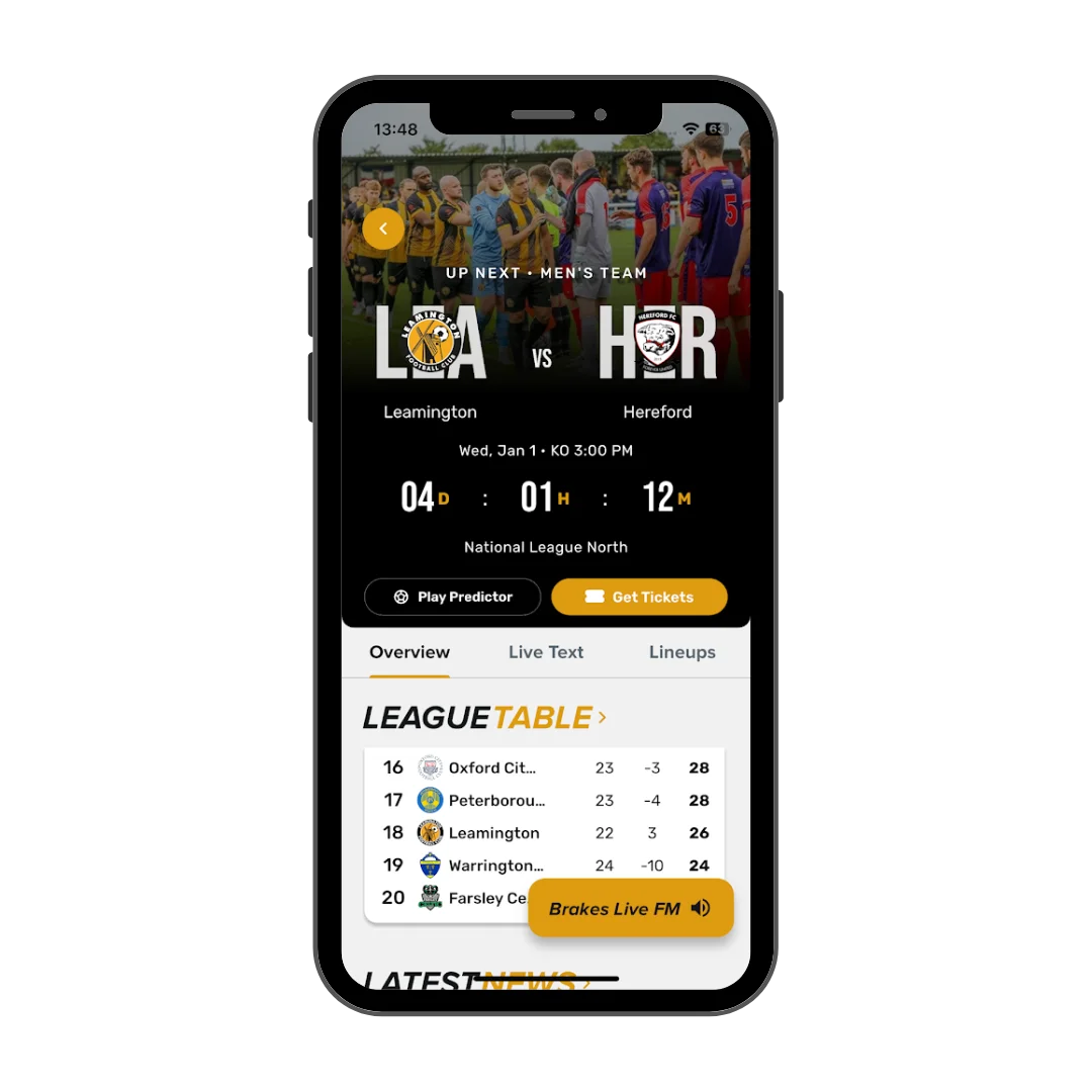 Mobile App von Leamington FC