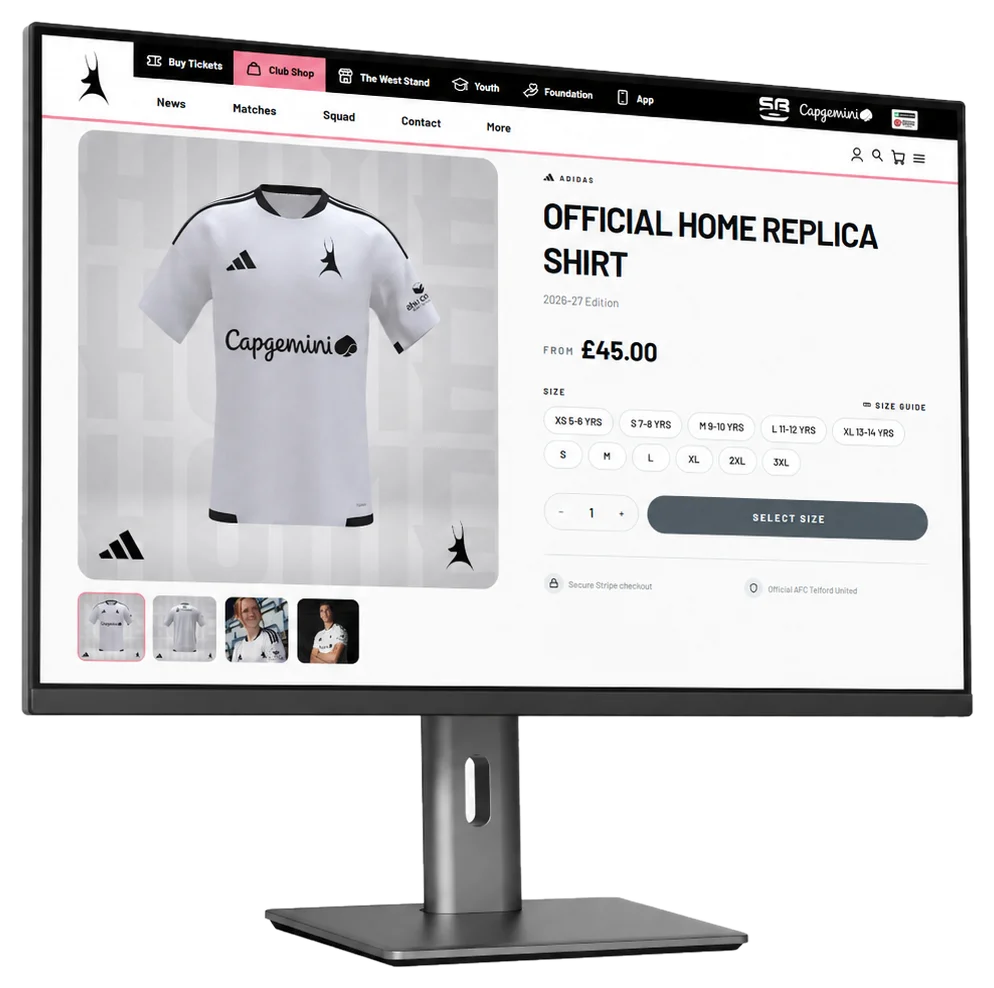 StandBased-clubshop weergegeven op een desktopmonitor